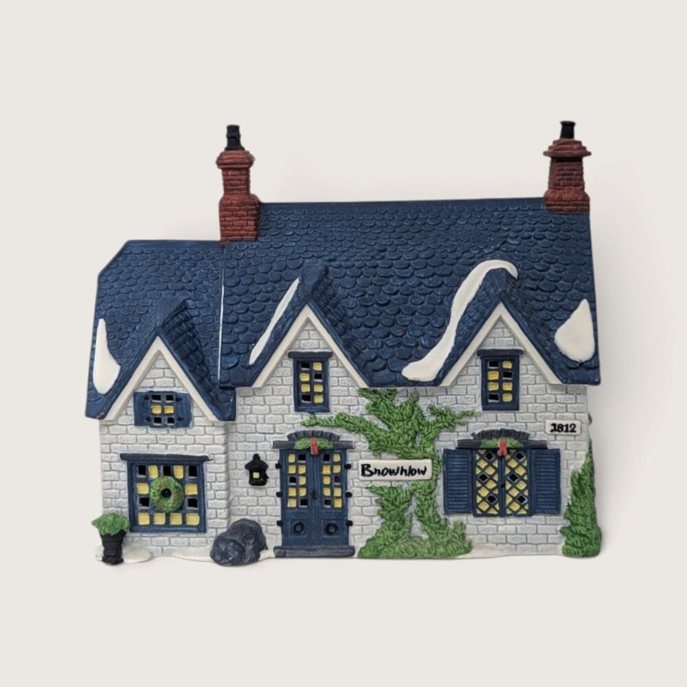 Vintage 1990 Department 56 Lighted Village Building Brownlow House Dickens